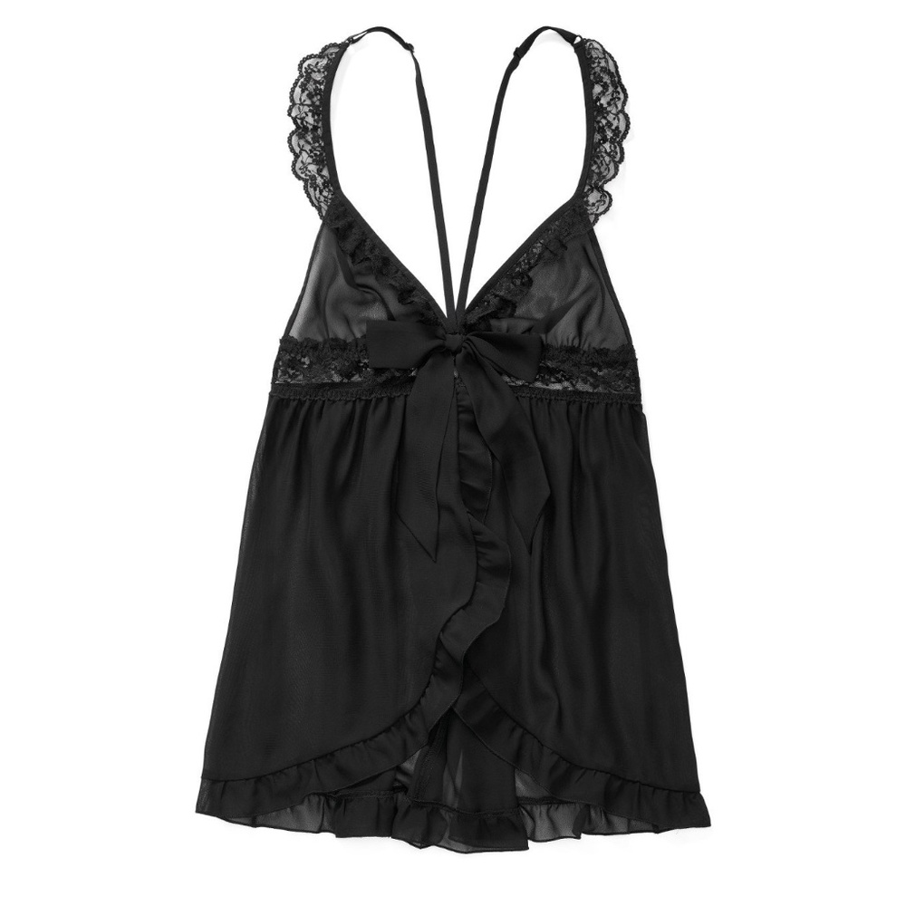 Unlined Mesh Ruffled Babydoll + Panties Women’s Underwear Lingerie